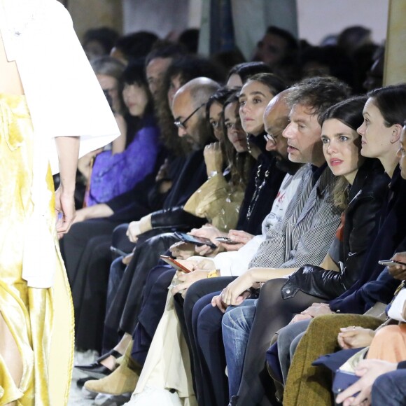 Mathias Augustiniak, Charlotte Casiraghi - Défilé des 10 stylistes en compétition pour le Prix Chloé au Hangar de la Mouture - Salin des Pesquiers, lors de la 34ème édition du festival de Mode, de Photographie et d'Accessoires de mode à Hyères le 26 avril 2019. © Dominique Jacovides/Bestimage