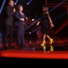 Les chaussures de Jenifer dans "The Voice" le 27 avril 2019. Elles sont sginées Maison Casade et valent 550 euros.