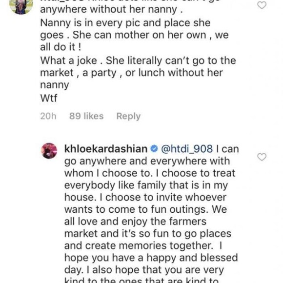 Khloé Kardashian répond à ses détracteurs sur Instagram, mai 2019