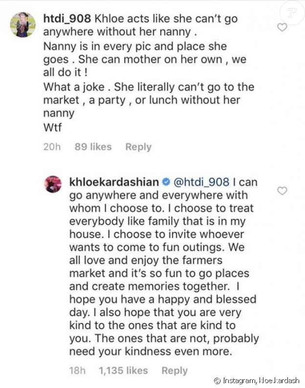 Khloé Kardashian répond à ses détracteurs sur Instagram, mai 2019