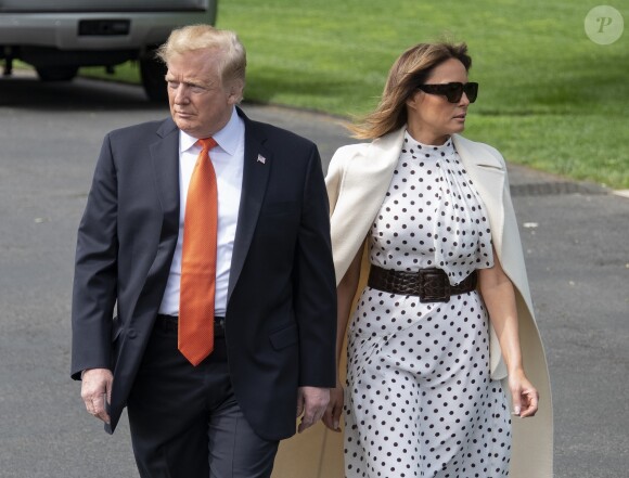 Donald Trump et sa femme Melania quittent Washington en hélicoptère, Marine One, pour se rendre à Atlanta. Le 24 avril 2019