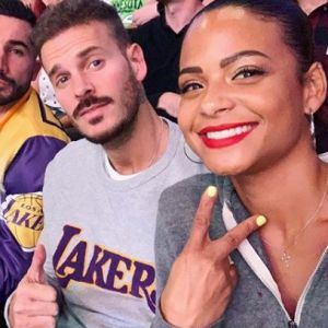 M. Pokora et Christina Milian au Staples Center de Los Angeles pour un match des Lakers le 7 novembre 2018.