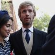 Alessandra de Osma et son mari le prince Christian de Hanovre au mariage de Maria Vega Penichet Fierro et Fernando Ramos de Lucas à Madrid le 6 octobre 2018