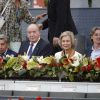 Le roi Juan Carlos Ier et la reine Sofia d'Espagne dans les tribunes de la Caja Magica au Masters 1000 de tennis de Madrid le 11 mai 2019.