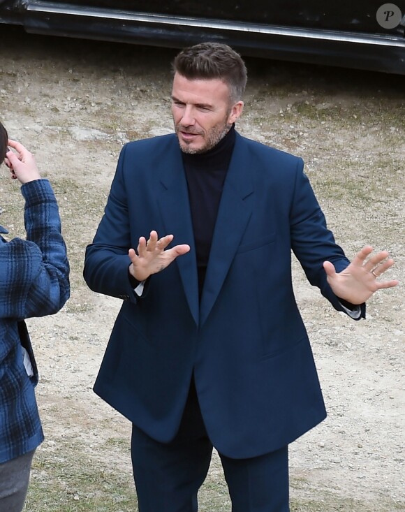 Exclusif - David Beckham sur le tournage d'une publicité pour House 99, sa marque de soins pour homme, dans le Dorset en Angleterre, le 5 mai 2019.