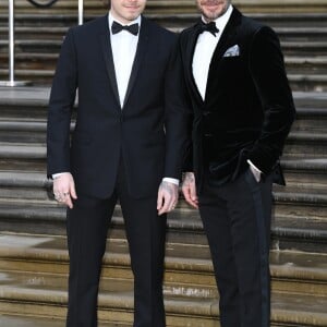 David Beckham et son fils Brooklyn à la première de la série Netflix "Our Planet" au Musée d'Histoires Naturelles à Londres, le 4 avril 2019.