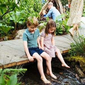 Le prince George, la princesse Charlotte et le prince Louis de Cambridge ont pu explorer le 20 mai 2019 le jardin Back to Nature créé par leur maman Kate Middleton, duchesse de Cambridge, au Chelsea Flower Show à Londres. ©Matt Porteous/PA Photos/Abacapress.com