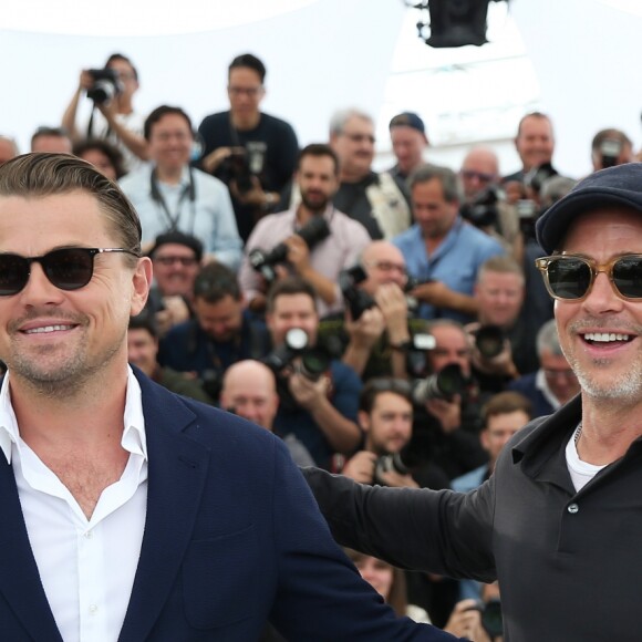 Leonardo DiCaprio, Brad Pitt - Photocall du film "Once upon a time in Hollywood" lors du 72ème festival du film de Cannes le 22 mai 2019. © Jacovides-Moreau/Bestimage