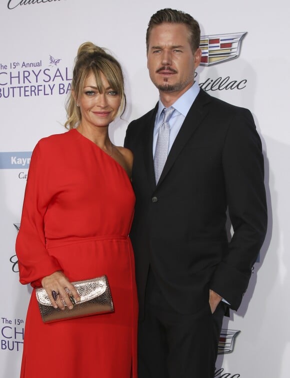 Rebecca Gayheart avec son mari Eric Dane arrivent au 15ème "Chrysalis Butterfly Ball" à Brentwood, Los Angeles. Le 11 juin 2016.