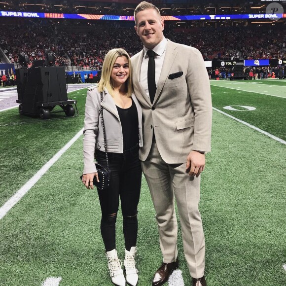J. J. Watt des Houston Texans (NFL) a demandé en mariage sa compagne Kealia Ohai en mai 2019. Photo Instagram du 4 février 2019, au SuperBowl.