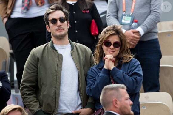 Mylène Jampanoï et son compagnon Dimitri Stephanides dans les tribunes de Roland-Garros à Paris, le 29 mai 2019. © Jacovides-Moreau/Bestimage