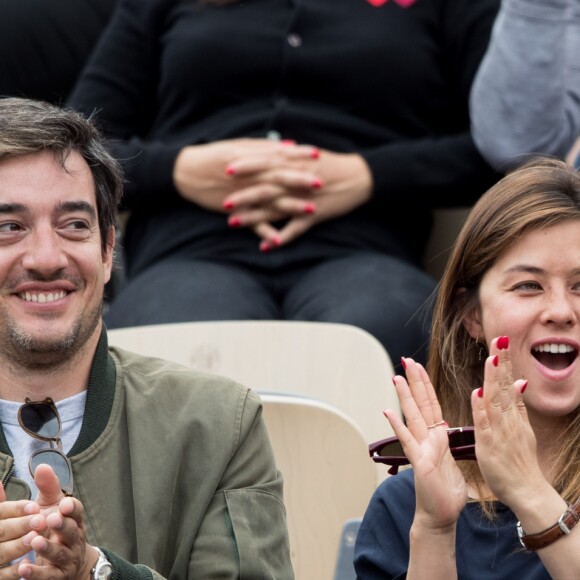 Mylène Jampanoï et son compagnon Dimitri Stephanides dans les tribunes de Roland-Garros à Paris, le 29 mai 2019. © Jacovides-Moreau/Bestimage