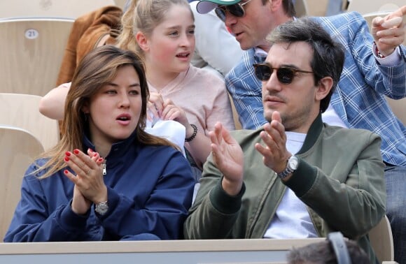 Mylène Jampanoï et son compagnon Dimitri Stephanides dans les tribunes de Roland-Garros à Paris, le 29 mai 2019. © Jacovides-Moreau/Bestimage