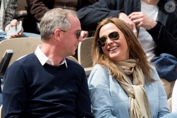 Sandrine Quétier et Julien Arnaud dans les tribunes de Roland-Garros à Paris, le 29 mai 2019. © Jacovides-Moreau/Bestimage