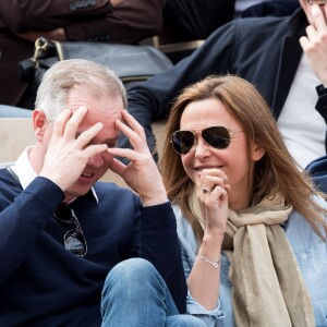 Sandrine Quétier et Julien Arnaud dans les tribunes de Roland-Garros à Paris, le 29 mai 2019. © Jacovides-Moreau/Bestimage