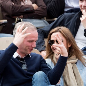 Sandrine Quétier et Julien Arnaud dans les tribunes de Roland-Garros à Paris, le 29 mai 2019. © Jacovides-Moreau/Bestimage