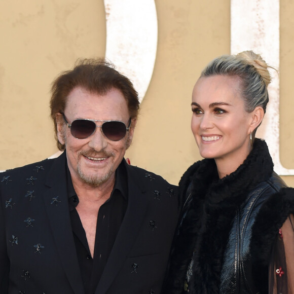 Johnny Hallyday et sa femme Laeticia à la présentation de la collection Dior croisière à Calabasas, le 11 mai 2017.