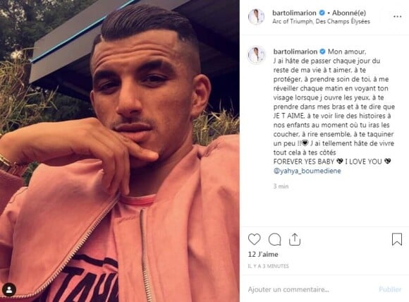 Marion Bartoli adresse un message d'amour à Yahya Boumediene sur Instagram le 3 juin 2019.