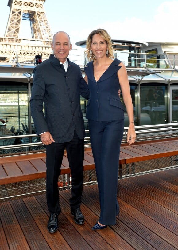 Bertrand Piccard et Maud Fontenoy assistent à la soirée de gala de la "Maud Fontenoy Fondation" à bord de la péniche Ducasse sur Seine à Paris le 6 juin 2019. © Veeren/Bestimage