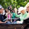 Meghan Markle, duchesse de Sussex, a fait une réapparition publique en plein congé maternité pour assister aux cérémonies de Trooping the Colour le 8 juin 2019 au palais de Buckingham, à Londres.