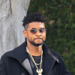 Exclusif - Usher est allé faire du shopping chez Frederic Malle avec des amis dans le quartier de Melrose Avenue à West Hollywood, le 28 février 2019.