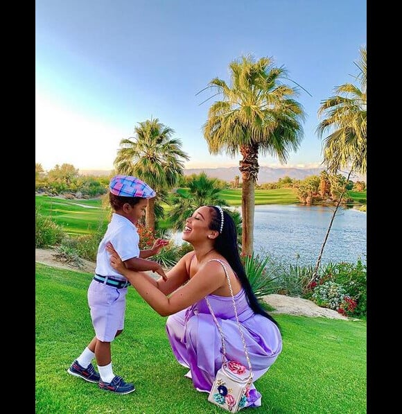 Jordan Craig et son fils Prince, né de sa précédente relation avec Tristan Thompson. Mai 2019.
