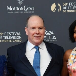 Jessica Alba, Marie Chevallier, la fiancée de Louis Ducruet, le prince Albert II de Monaco, Gabrielle Union et Louis Ducruet à la 59ème édition du festival de télévision de Monte Carlo au Grimaldi forum à Monaco le 14 juin 2019. © Bruno Bebert / Bestimage