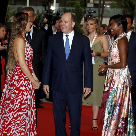 Jessica Alba, Le prince Albert II de Monaco, Gabrielle Union à la 59ème édition du festival de télévision de Monte Carlo au Grimaldi forum à Monaco le 14 juin 2019. © Jean-François Ottonello / Nice Matin / Bestimage