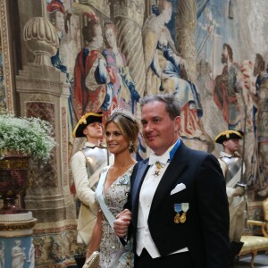 La princesse Madeleine de Suède et son mari Christopher O'Neill lors du dîner d'Etat en l'honneur de la visite officielle du président de la Corée du Sud Moon Jae-in, le 14 juin 2019 au palais royal à Stockholm.