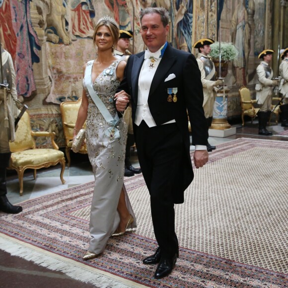 La princesse Madeleine de Suède et son mari Christopher O'Neill lors du dîner d'Etat en l'honneur de la visite officielle du président de la Corée du Sud Moon Jae-in, le 14 juin 2019 au palais royal à Stockholm.
