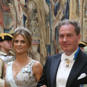 La princesse Madeleine de Suède et son mari Christopher O'Neill lors du dîner d'Etat en l'honneur de la visite officielle du président de la Corée du Sud Moon Jae-in, le 14 juin 2019 au palais royal à Stockholm.