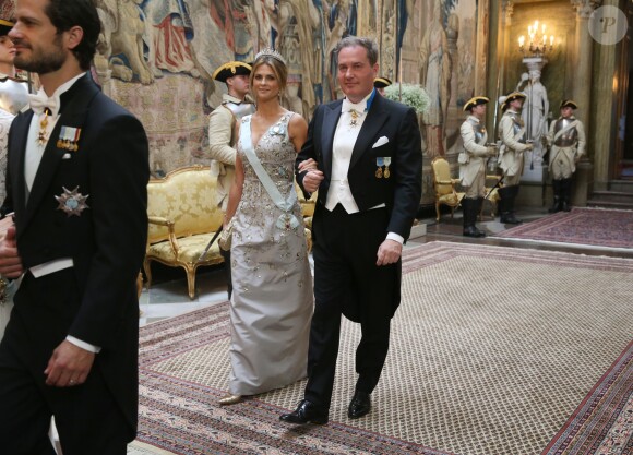 La princesse Madeleine de Suède et son mari Christopher O'Neill lors du dîner d'Etat en l'honneur de la visite officielle du président de la Corée du Sud Moon Jae-in, le 14 juin 2019 au palais royal à Stockholm.
