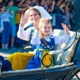 La princesse Madeleine de Suède partageait le landau de la princesse héritière Victoria, du prince Daniel et leurs enfants Estelle et Oscar lors de la Fête nationale suédoise le 6 juin 2019.