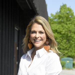 La princesse Madeleine de Suède arrive au lancement de son livre Stella et le Secret à Junibacken à Stockholm le 4 juin 2019.