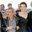 Daniel Auteuil, Juliette Binoche et Maurice Bénichou présentent "Caché" de Michael Haneke au Festival de Cannes le 14 mai 2005.