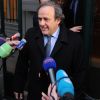 Michel Platini quitte le Tribunal Arbitral du Sport (TAS) à Lausanne le 8 décembre 2015.