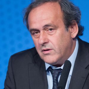 Michel Platini (président de l'UEFA) lors de la conférence de presse pour l'ouverture de la billetterie de l'Euro 2016 à Paris, le 10 juin 2015.