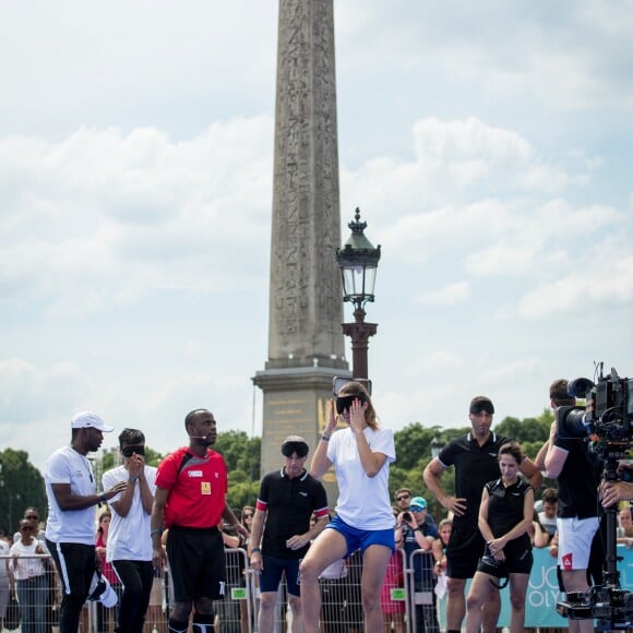 Laury Thilleman (Miss France 2011), Fabienne Carat - Journée Paris 2024 sur la place de La Concorde à Paris le 23 juin 2019. La Concorde s'est transformée le temps d'une journée pour devenir un magnifique parc sportif urbain au coeur de Paris et inviter petits et grands, en famille, entre amis, à partager des moments inoubliables au contact des plus grands athlètes. © Cyril Moreau/Bestimage