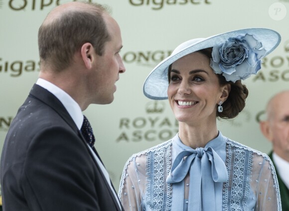 Le prince William, duc de Cambridge, et Catherine (Kate) Middleton, duchesse de Cambridge - La famille royale britannique et les souverains néerlandais lors de la première journée des courses d'Ascot 2019, à Ascot, Royaume Uni, le 18 juin 2019.