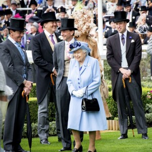 La reine Elisabeth II d'Angleterre, Catherine (Kate) Middleton, duchesse de Cambridge, le prince William, duc de Cambridge, le roi Willem-Alexander des Pays-Bas, la reine Maxima des Pays-Bas - La famille royale britannique et les souverains néerlandais lors de la première journée des courses d'Ascot 2019, à Ascot, Royaume Uni, le 18 juin 2019.