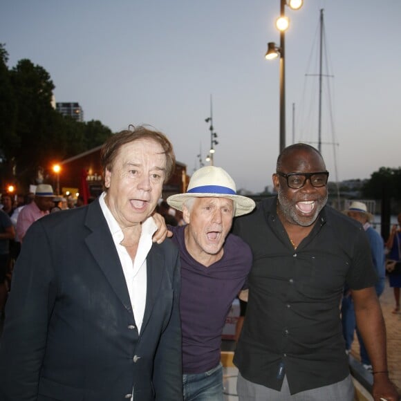 Daniel Lauclair ,Gérard Lenorman ,Basile Boli - 7ème édition du Trophée de la Pétanque Gastronomique au Paris Yacht Marina à Paris le 27 juin 2019. © Christophe Aubert via Bestimage