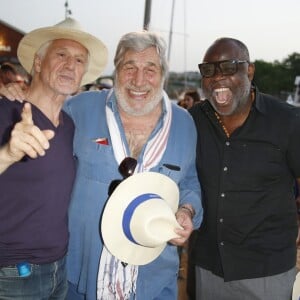 Gérard Lenorman , Jean Pierre Castaldi , Basile Boli - 7ème édition du Trophée de la Pétanque Gastronomique au Paris Yacht Marina à Paris le 27 juin 2019. © Christophe Aubert via Bestimage