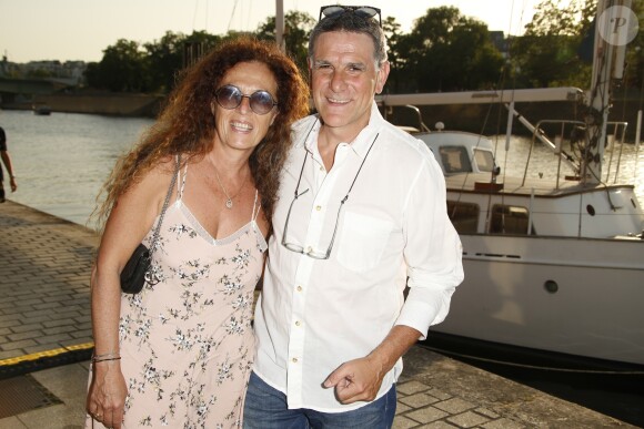 Tex et sa femme Béatrice - 7ème édition du Trophée de la Pétanque Gastronomique au Paris Yacht Marina à Paris le 27 juin 2019. © Christophe Aubert via Bestimage