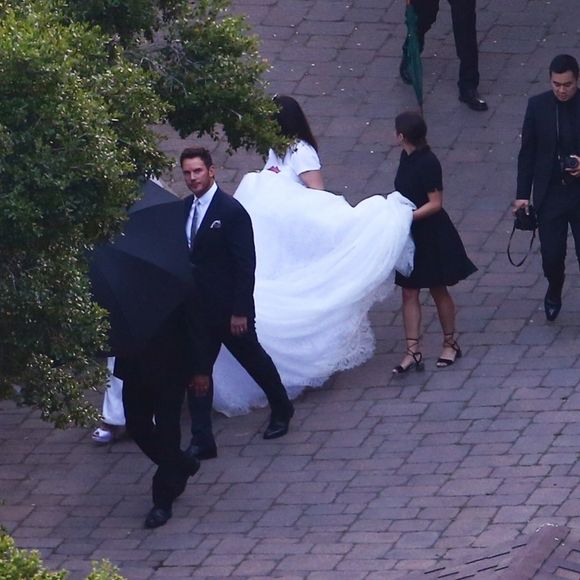 Arrivée de Katherine Schwarzenegger et Chris Pratt à leur mariage au Ranch de San Ysidro à Montecito au États-Unis, 8 juin 2019