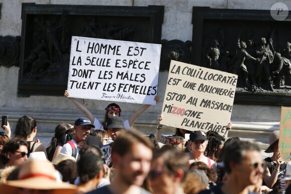 Rassemblement contre les violences faites aux femmes, Place de la République à Paris. Le 6 juillet 2019 © Stephen Caillet / Panoramic / Bestimage