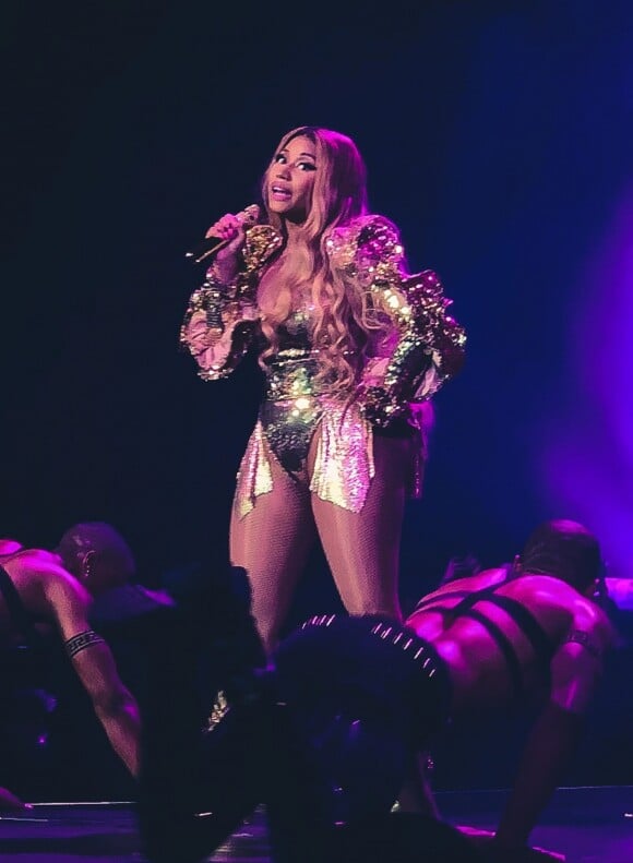 Nicki Minaj en concert lors de sa tournée Nicki World Tour au Birmingham Arena à Birmingham, le 14 mars 2019.