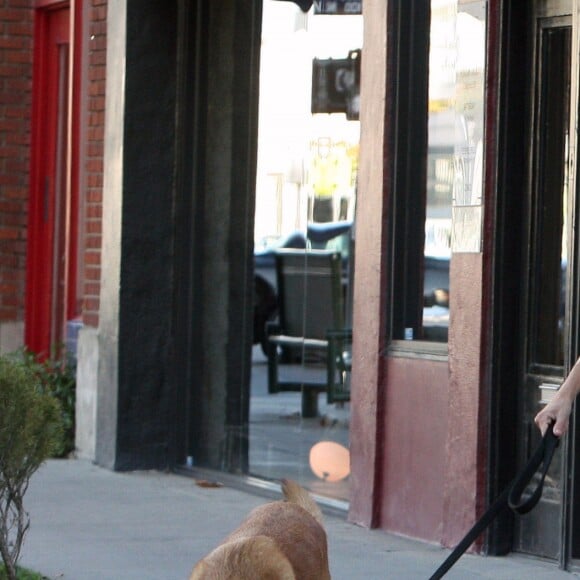 Eva Mendes se rend chez le coiffeur avec son chien a West Hollywood, le 16 octobre 2013.