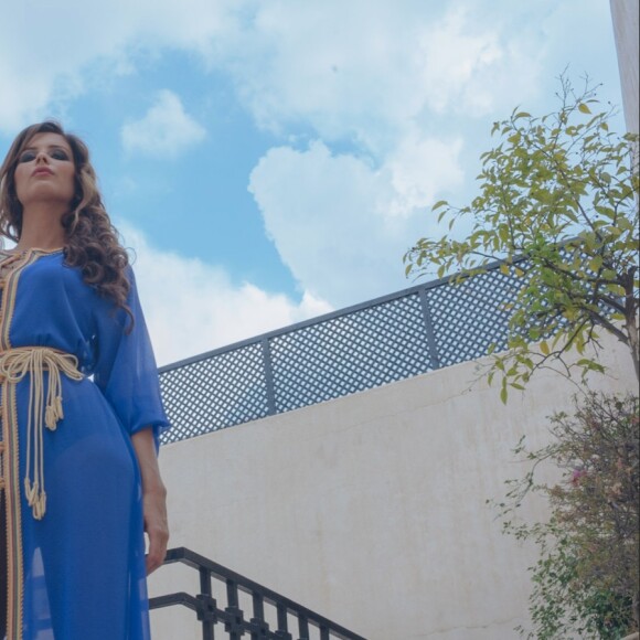 Malika Ménard présente sa collction capsule "8" en collaboration avec la marque marocaine Linebleu, juillet 2019.