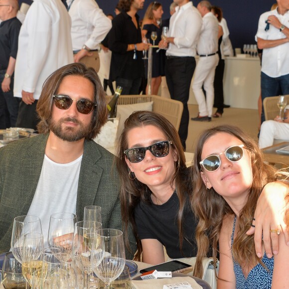 Exclusif - Charlotte Casiraghi-Rassam et son mari Dimitri Rassam avec Juliette Maillot dans la tente VIP lors du Longines Paris Eiffel Jumping au Champ de Mars à Paris, le samedi 6 juillet 2019. © Veeren-Ramsamy/Bestimage