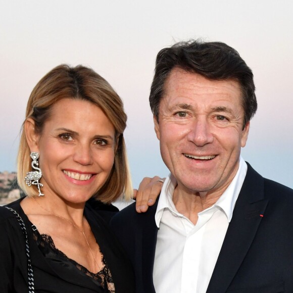 Exclusif - Laura Tenoudji Estrosi et son mari Christian Estrosi, le maire de Nice durant le dîner d'ouverture du 24ème Festival du Livre de Nice à la plage le Galet, le 31 mai 2019. © Bruno Bebert/Bestimage